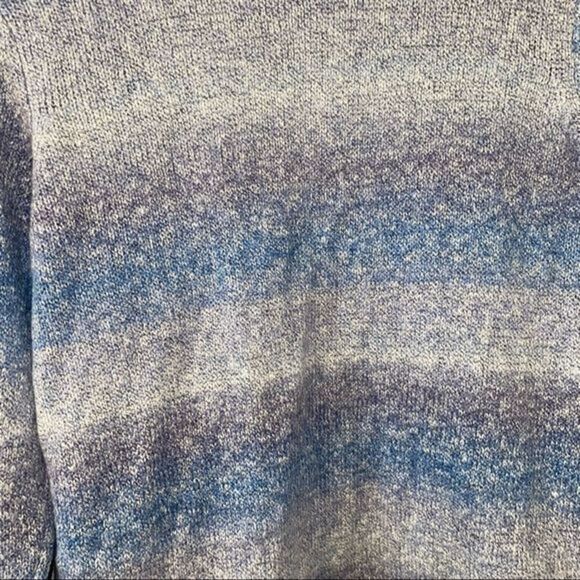 Chico’s cable knit trim multi blue color ombré open knit cardigan sweater - Picture 6 of 10